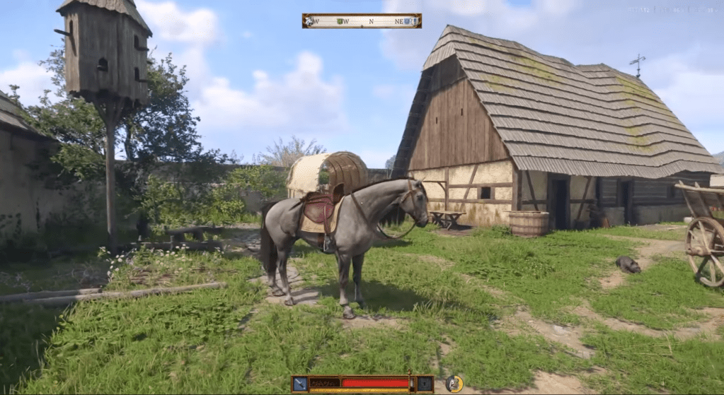 Kingdome Come Deliverance 2一匹灰馬戴著馬鞍