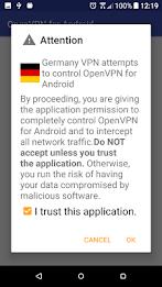 Germany VPN - OpenVPN軟體插件 (跨區) 螢幕截圖 2