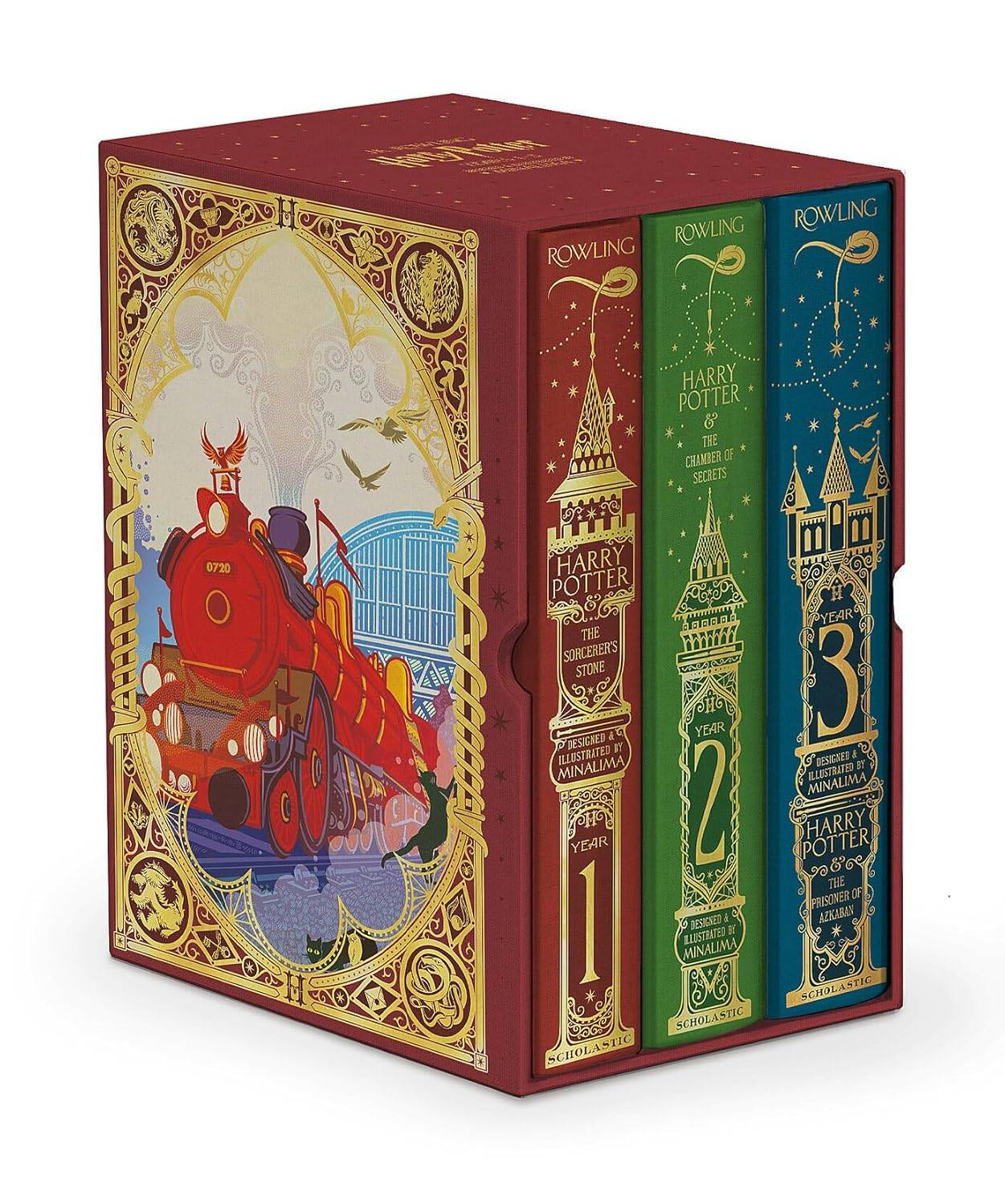 Livros de Harry Potter 1-3 Conjunto de caixas (edições Minalima)