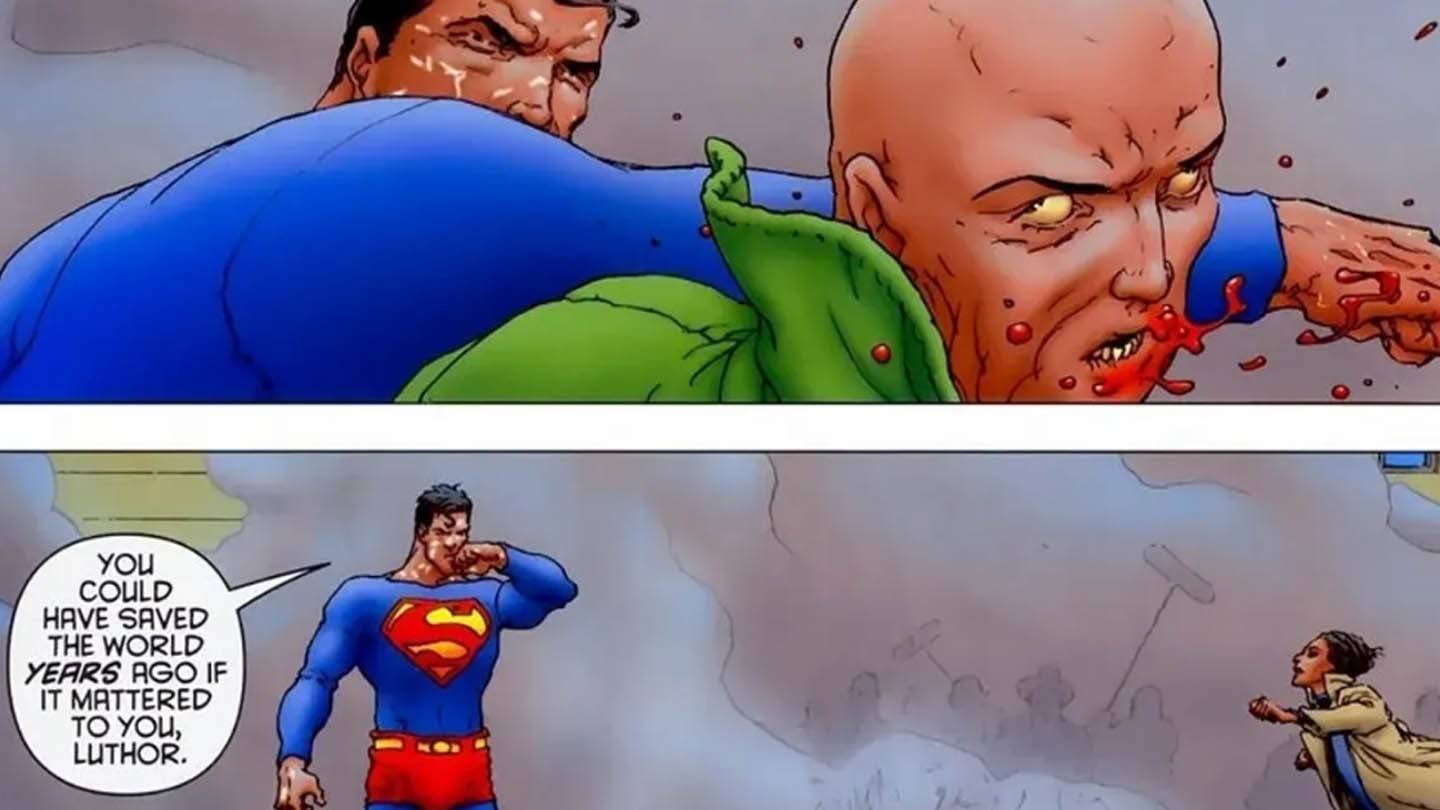 Superman fights Lex Luthor