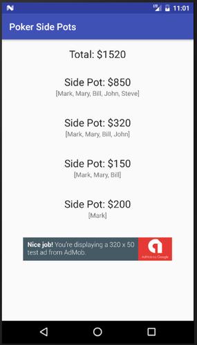 Poker Side Pots 螢幕截圖 1