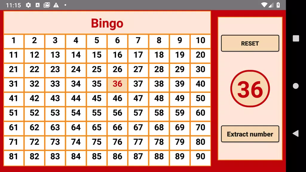 Bingo - numbers extractor - 90 numbers ဖန်သားပြင်ဓာတ်ပုံ 0