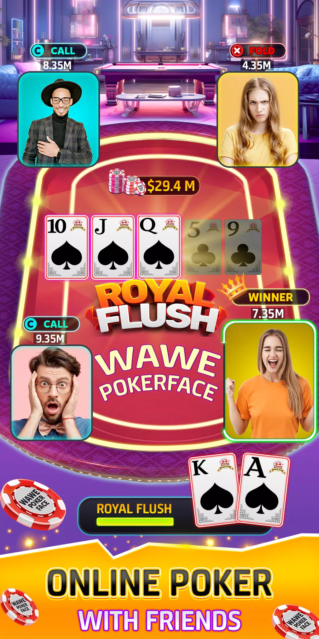 Wawe Poker Face - Holdem Poker Captura de pantalla 0