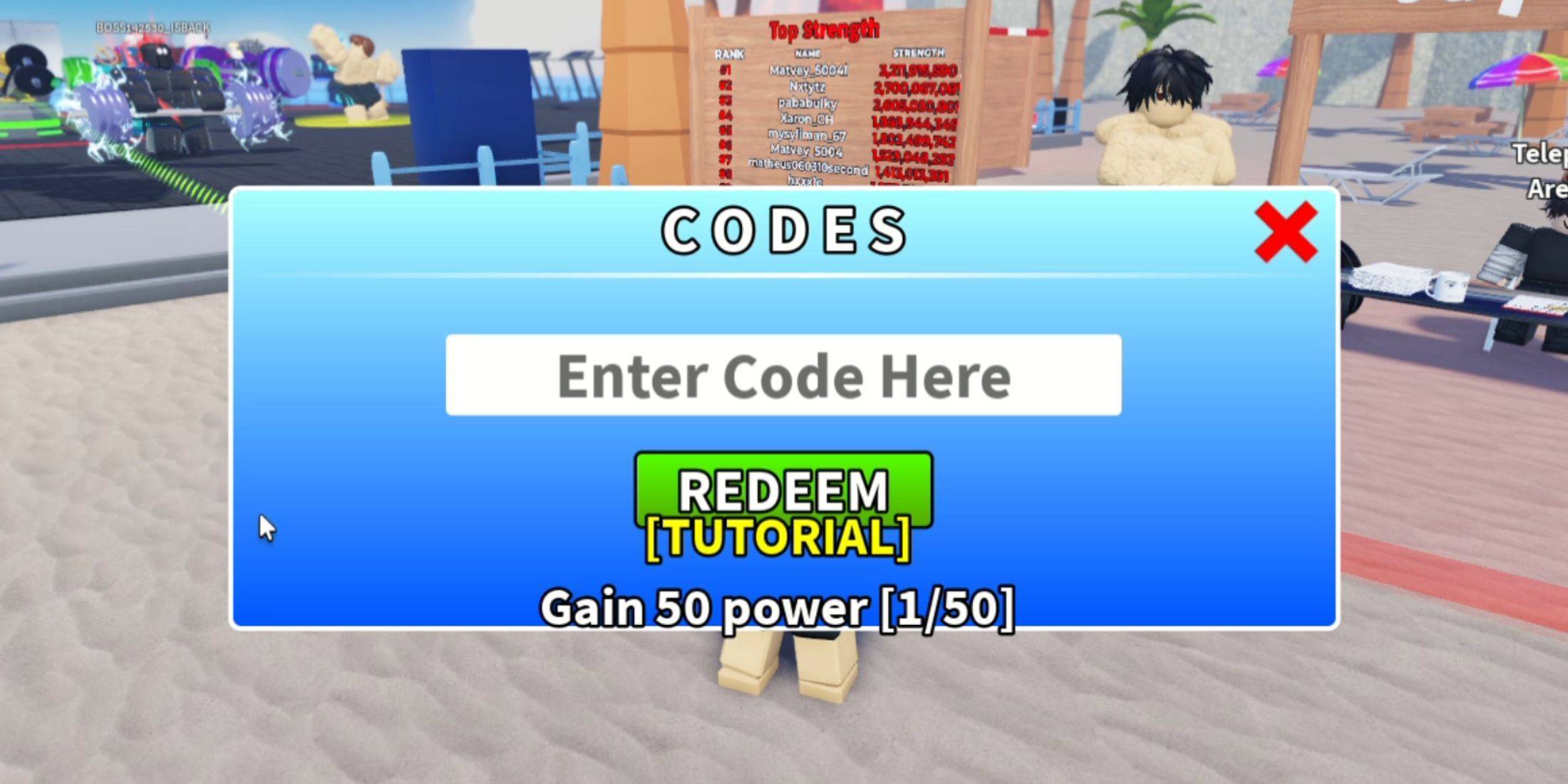 Redeeming Codes UI