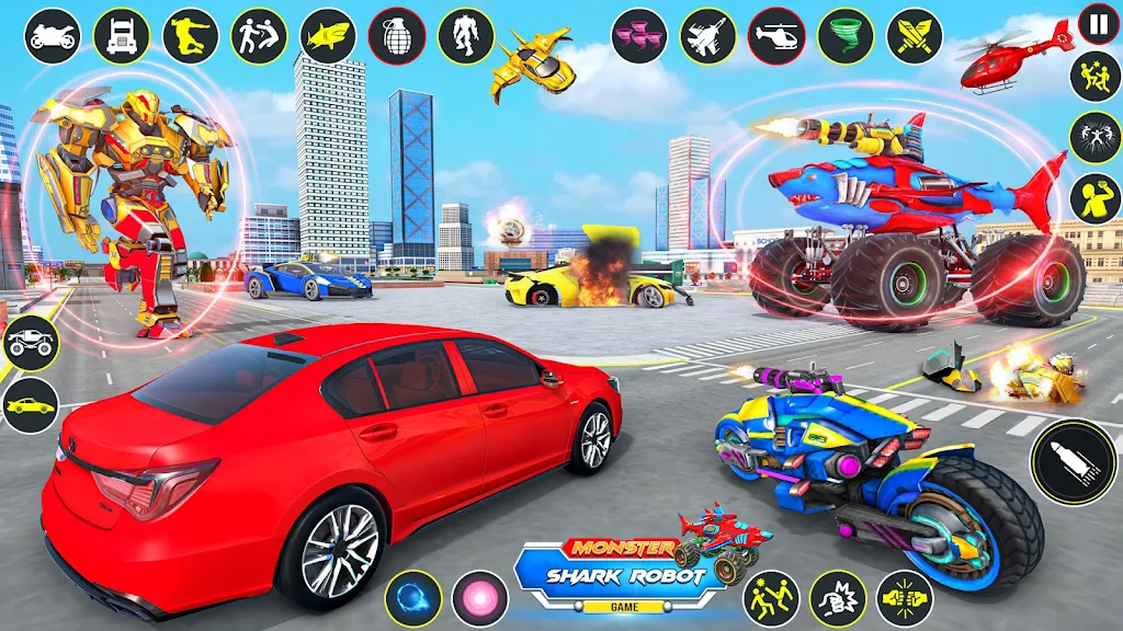 Monster Truck Robot Shark Game Скриншот 0