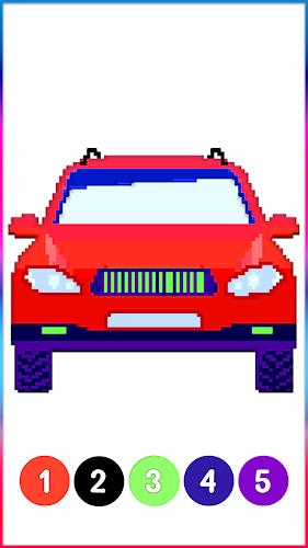 Cars Pixel Art Color by Number 螢幕截圖 3