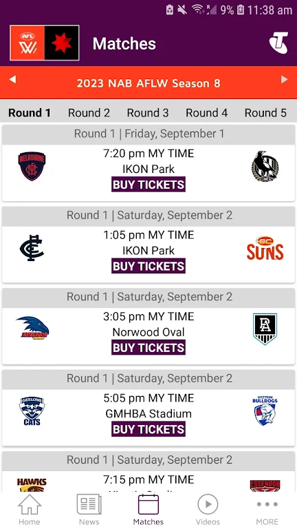 AFLW Official App Captura de pantalla 2