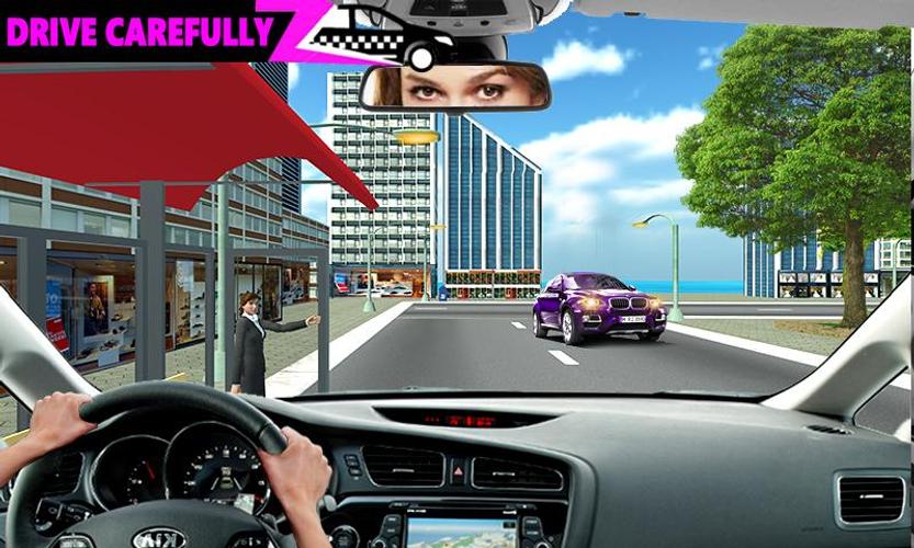 Pink Taxi Driving Game 3D Screenshot 0