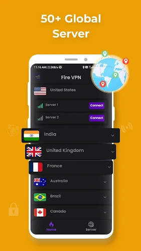 Fire VPN - VPN 프록시 브라우저 스크린샷 1