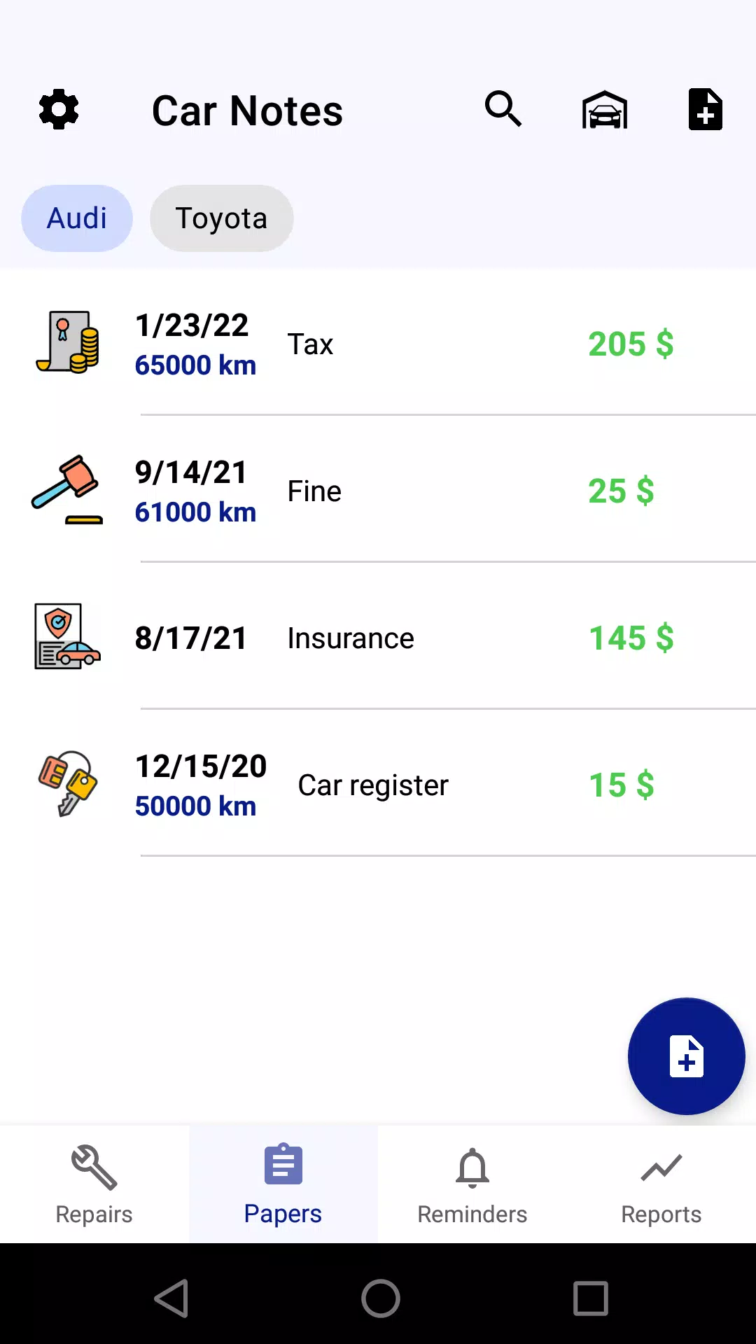 Car service tracker Schermafbeelding 1