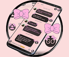 SMS Theme Ribbon Pink messages Captura de tela 0