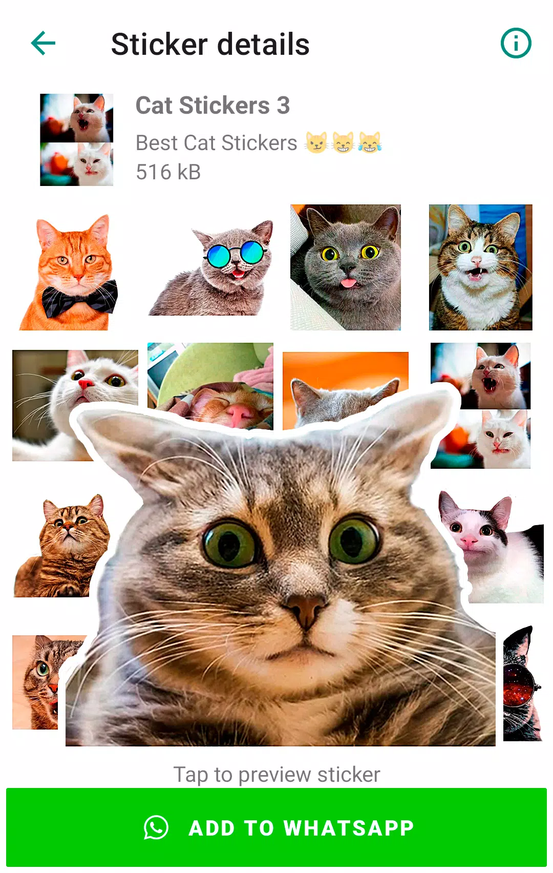 Schermata Cute Cat Stickers for WhatsApp 2