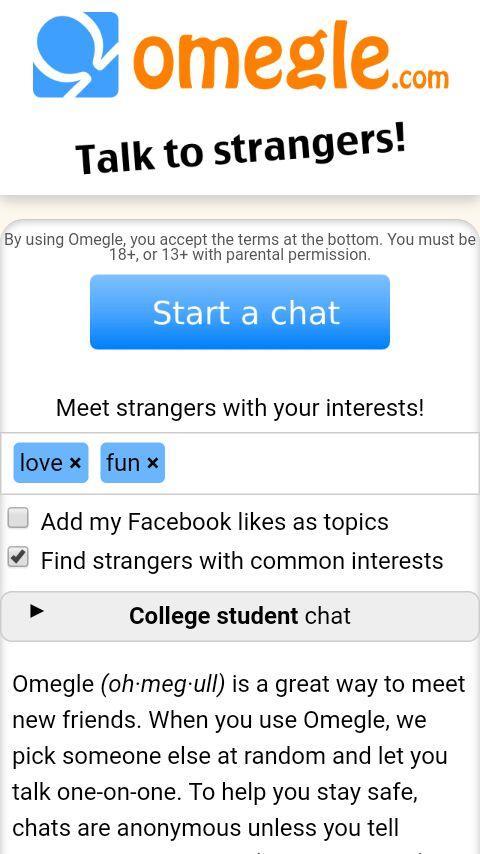 Omegle Chat - Talk to Strangers ဖန်သားပြင်ဓာတ်ပုံ 0