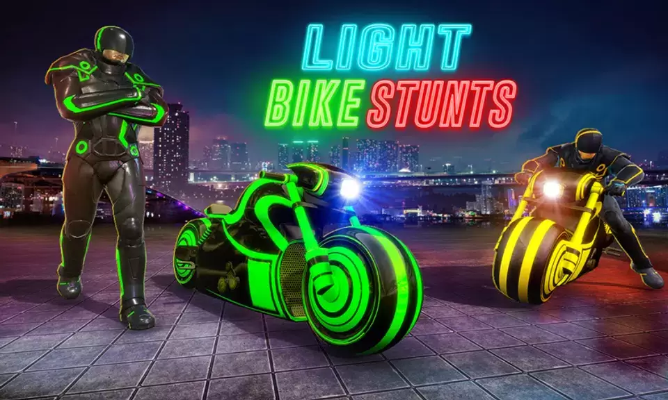 Light Bike Stunt Racing Game Tangkapan skrin 3