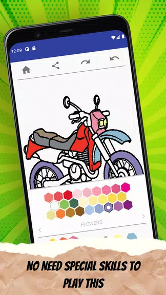 MotorBike Coloring Page Schermafbeelding 2