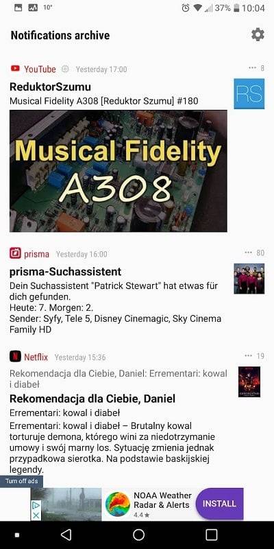 Notifications archive Zrzut ekranu 3