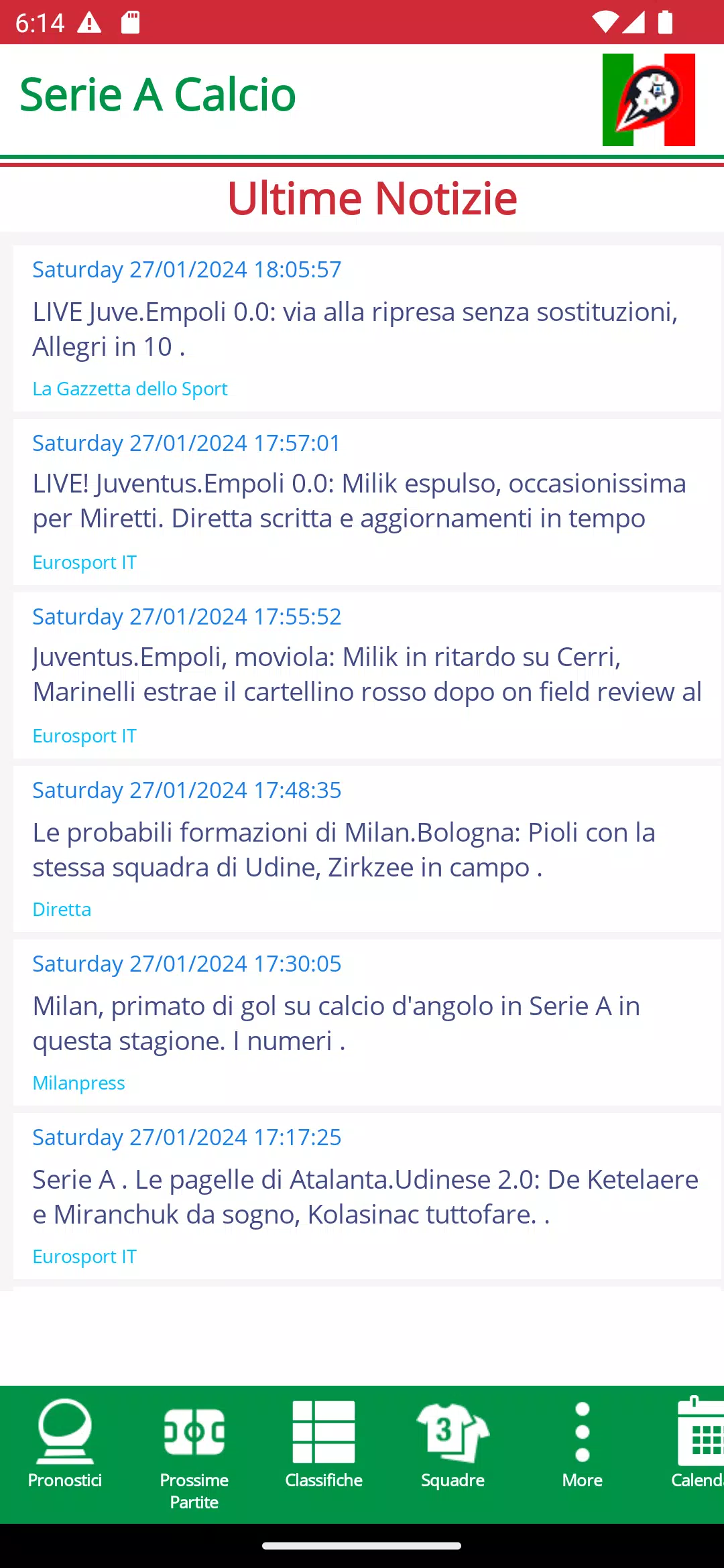 Football Serie A Calcio Italy Ekran Görüntüsü 0