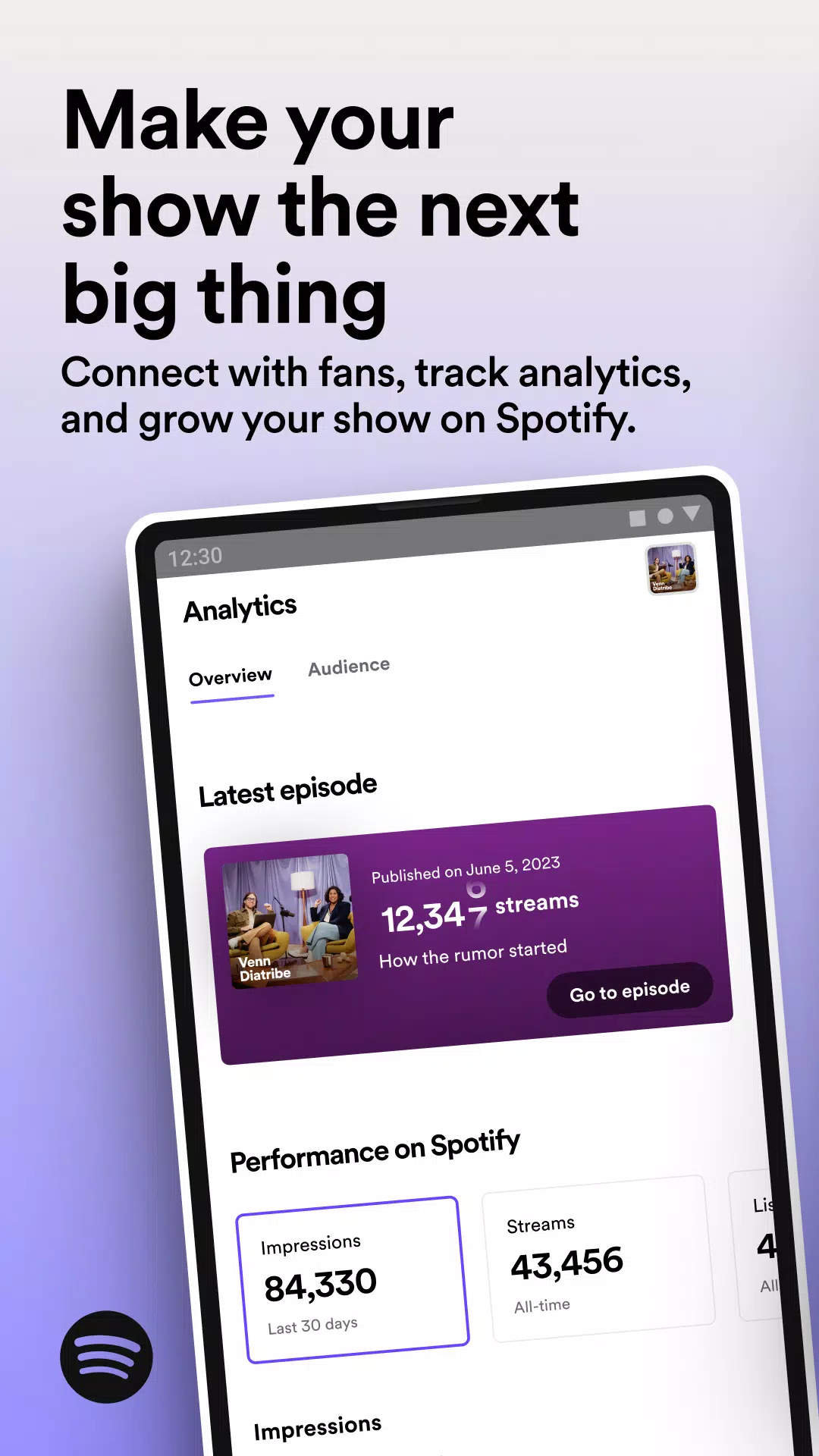 Schermata Spotify for Podcasters 0