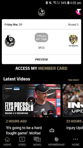 Collingwood Official App ภาพหน้าจอ 0