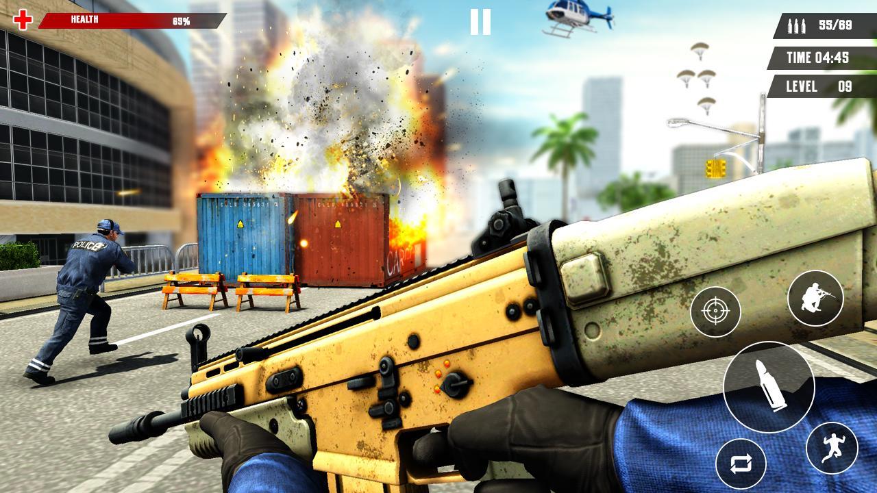 US Police Free Fire - Free Action Game Schermafbeelding 1