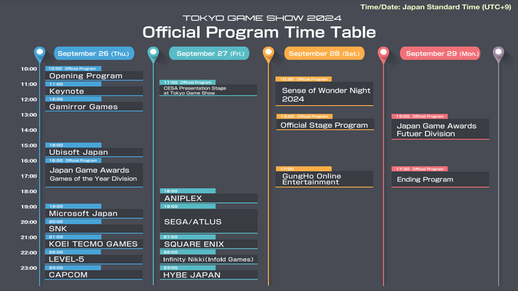 Tokyo Game Show 2024 Livestream Schedule