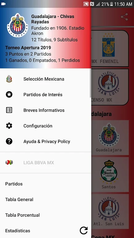 SoccerLair Mexican Leagues 螢幕截圖 0