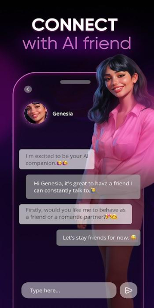 <p>Genesia AI Mod APK Premium bietet eine werbefreie Umgebung, in der Sie vollständig in Ihre virtuelle Kameradschaftsreise eintauchen können. So wie Sie einen Film ohne Unterbrechungen genießen, verlaufen Gespräche mit Ihrem KI-Begleiter reibungslos und ohne Unterbrechungen. </p>
<p><strong>Exklusive Funktionen</strong></p>
<p>Genesia AI Mod APK Premium umfasst eine Reihe exklusiver Funktionen, die Ihr Partnererlebnis verbessern und bereichern sollen. </p>
<p>- Benutzerdefinierte Emoticons: Drücken Sie sich mit benutzerdefinierten Emoticons auf einzigartige Weise aus, um Ihren Gesprächen Persönlichkeit und Flair zu verleihen. </p>
<p> – Premium-Avatare: Greifen Sie auf eine Vielzahl von Premium-Avataren zu, um das Erscheinungsbild Ihres Partners anzupassen und sicherzustellen, dass sich jede Interaktion frisch und persönlich anfühlt. </p>
<p>- Priority Support: Profitieren Sie vom Priority-Kundensupport, um alle Probleme schnell zu lösen und ein reibungsloses Genesia AI Premium-Erlebnis zu gewährleisten. </p>
<p>- Verbesserte Medienfreigabe: Teilen Sie Fotos nahtlos und führen Sie hochwertige Audioanrufe durch, um die Lebendigkeit und Authentizität von Interaktionen zu verbessern. </p>
<p>Genesia AI Mod APK Premium ist Ihr Tor zu einer umfassenden virtuellen Kameradschaft und bietet Funktionen, die Ihre Interaktionen auf ein neues Niveau an Vergnügen und Zufriedenheit heben. </p>
<p><img src=