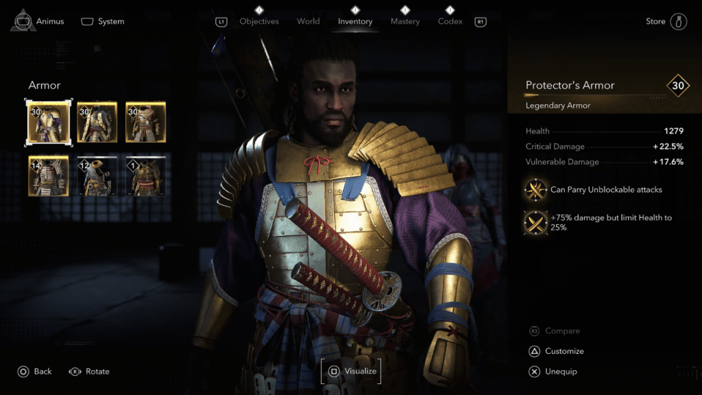 Yasuke's best armor for The Tournament, Screenshot by The Escapist
