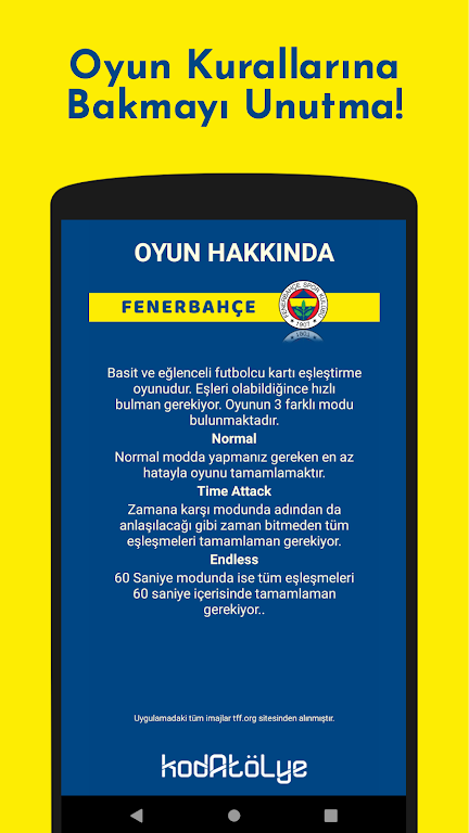 Fenerbahçe Futbolcu Kart Eşleştirme Oyunu Captura de pantalla 3