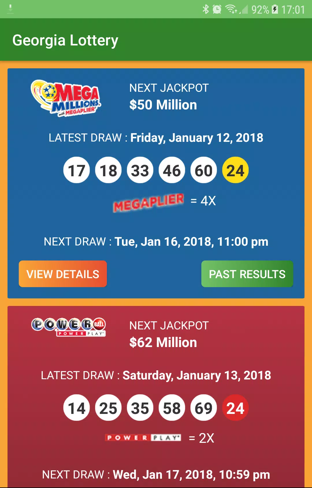 Georgia Lottery Results ဖန်သားပြင်ဓာတ်ပုံ 2