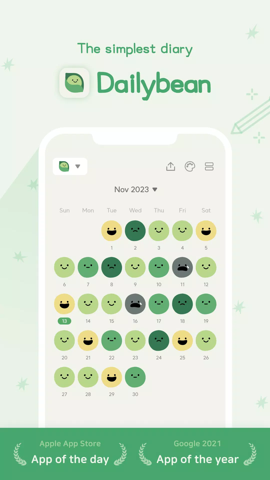 DailyBean: Simplest Journal 螢幕截圖 0