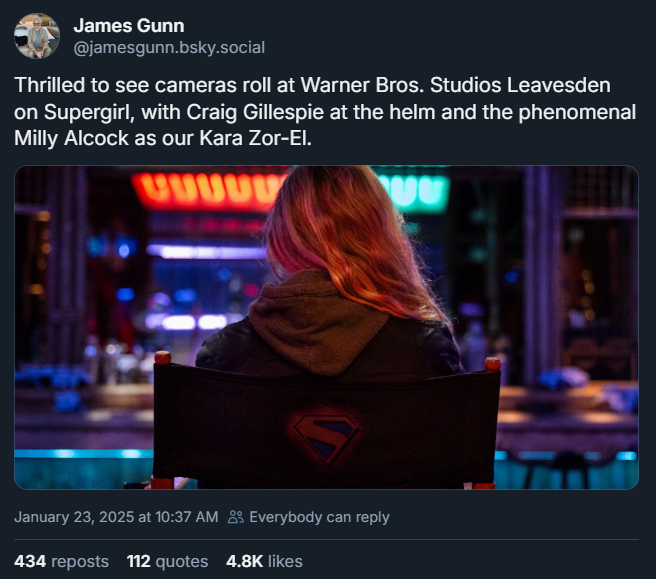 Supergirl: Woman of Tomorrow ได้รับความอนุเคราะห์จาก James Gunn เป็นครั้งแรก