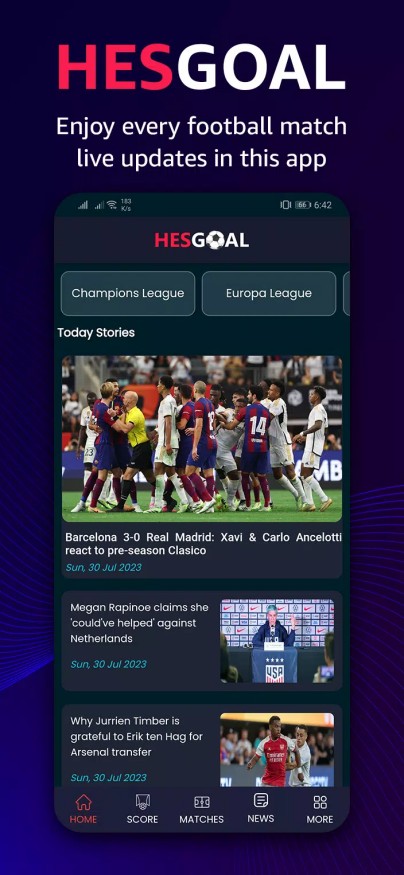 HesGoal - Live Football TV HD 螢幕截圖 0