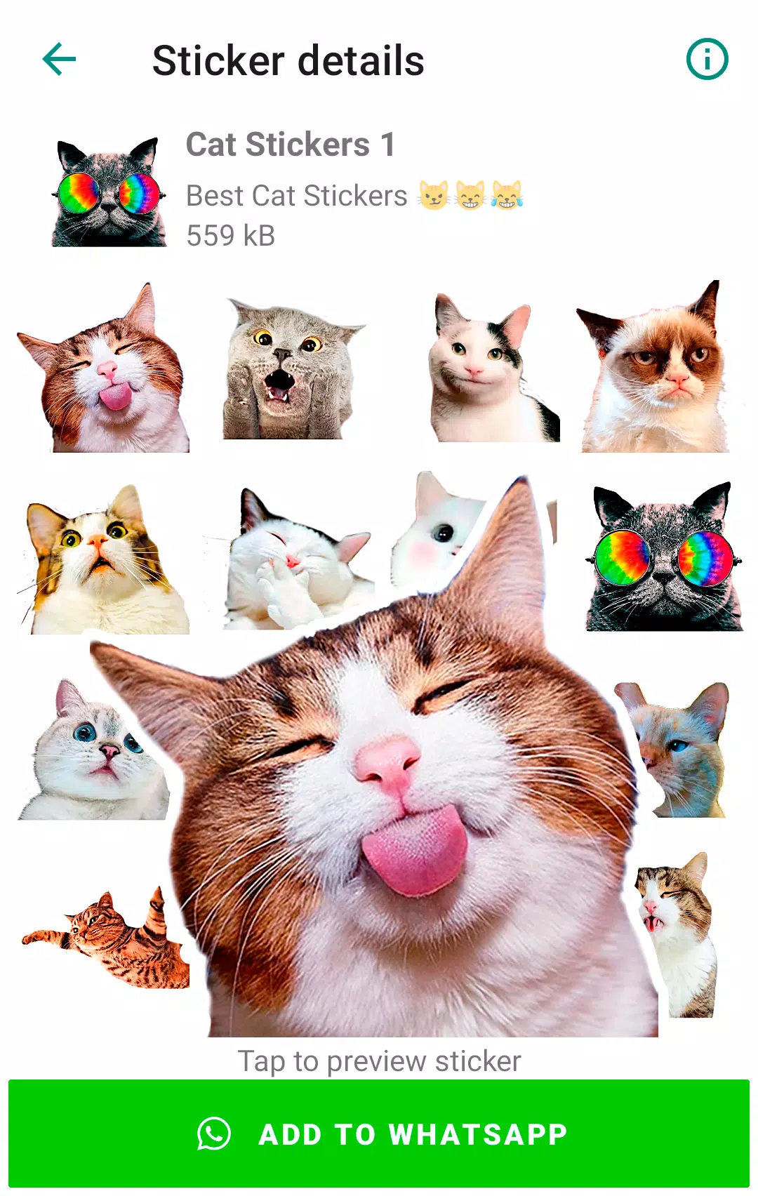 Schermata Cute Cat Stickers for WhatsApp 0