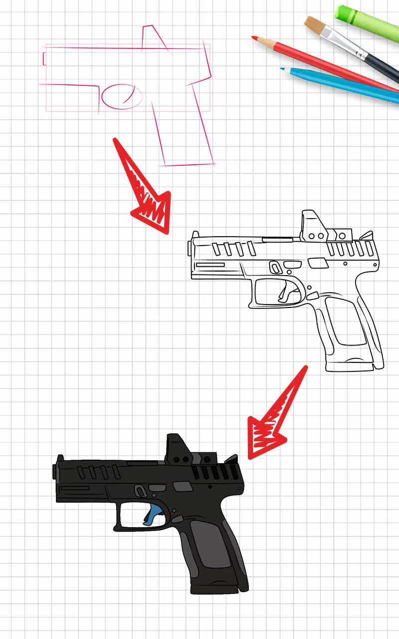 Schermata How to draw weapons step by st 0