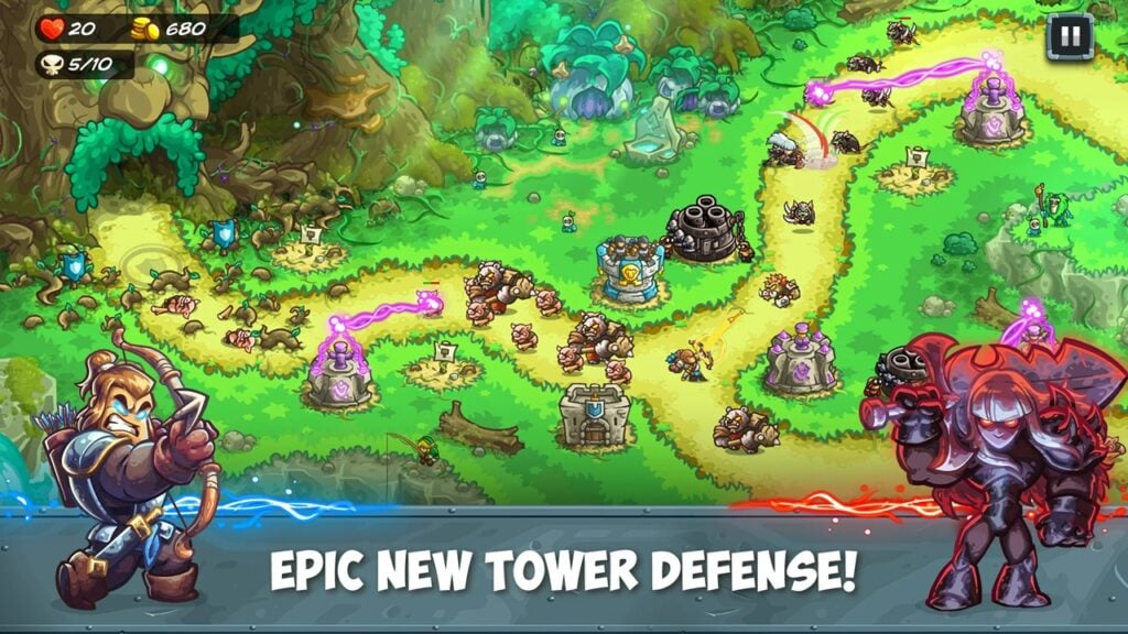 Pakikipagtulungan sa mga bayani pati na rin ang mga villain sa Kingdom Rush 5: Alliance!