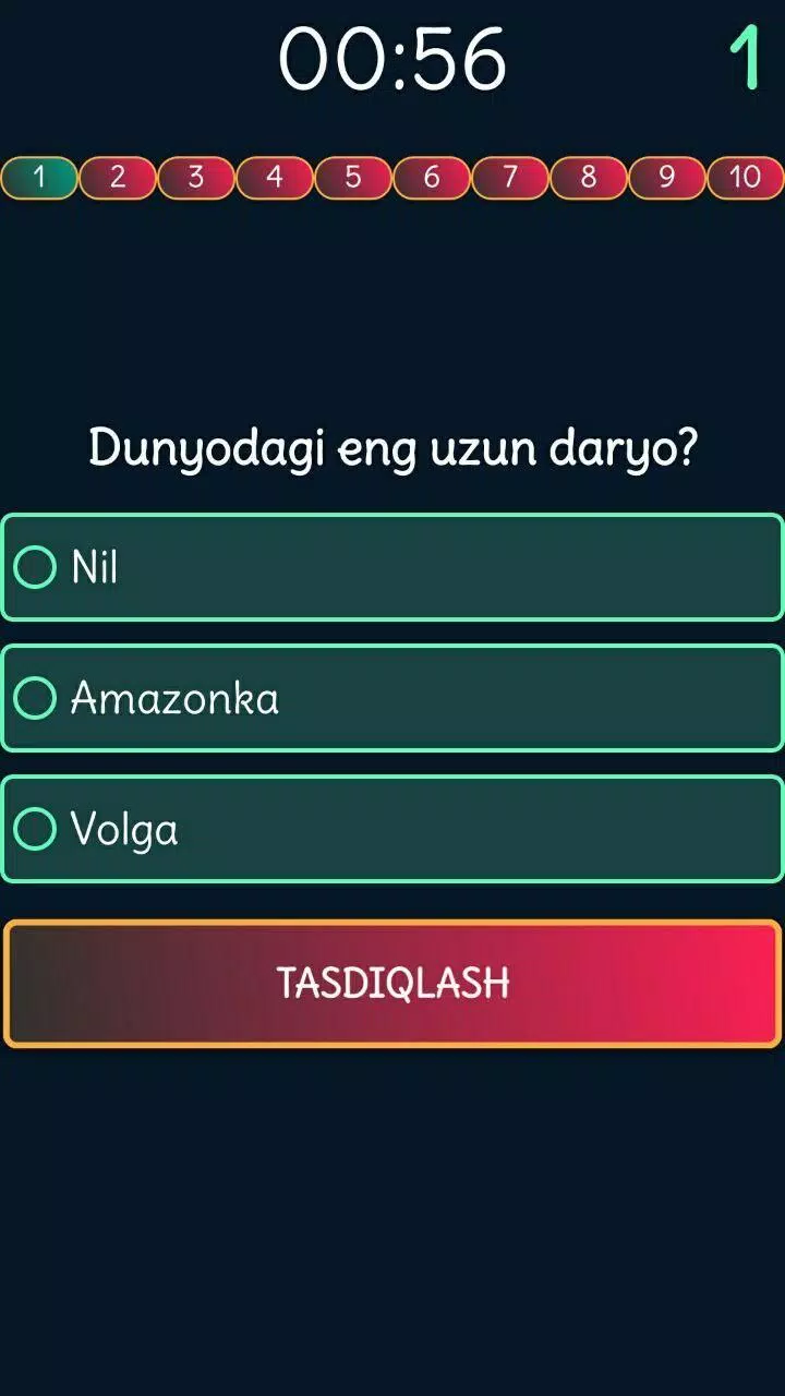 Schermata Viktorina Uz - Test savollari 2