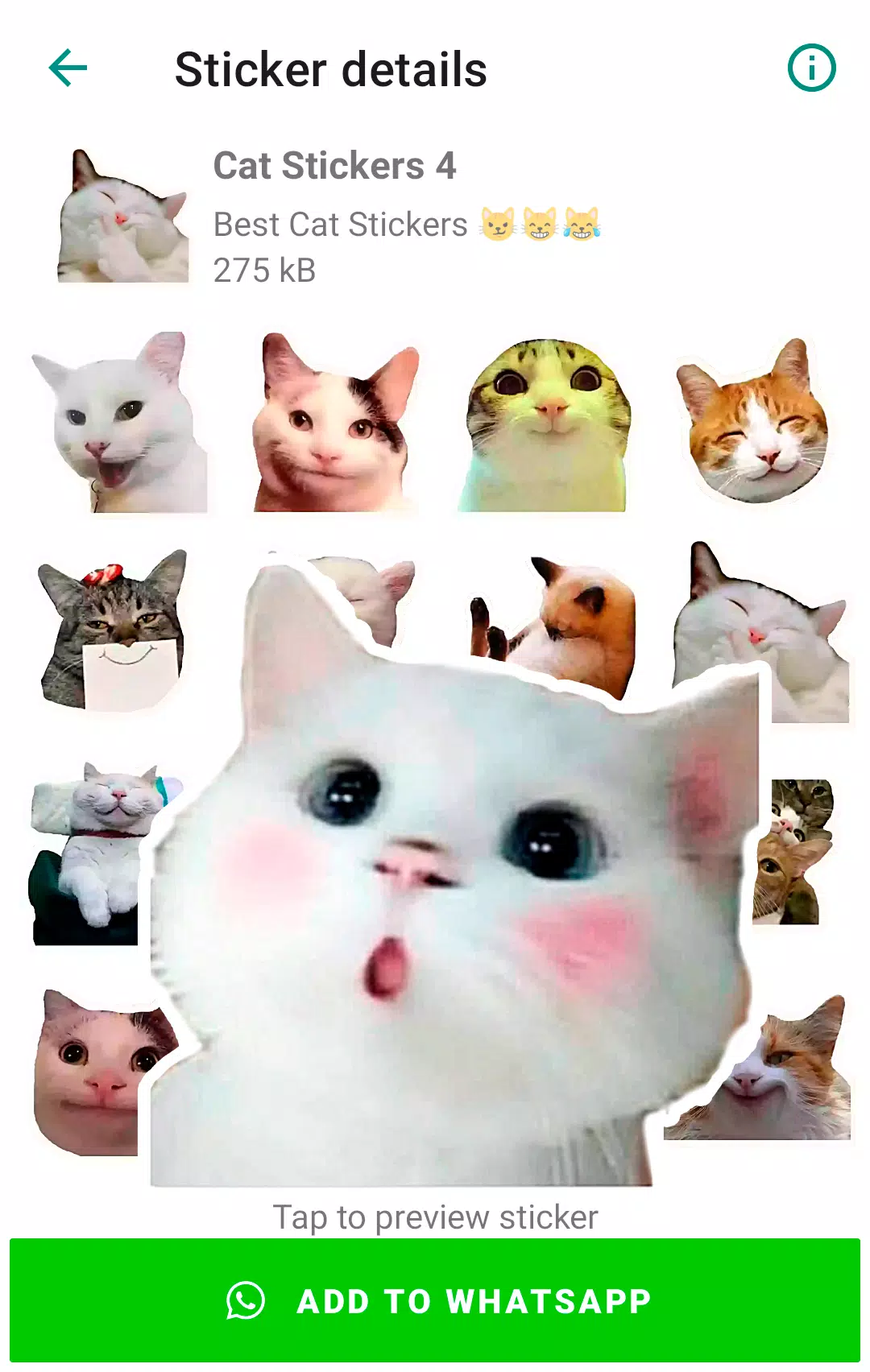 Schermata Cute Cat Stickers for WhatsApp 3