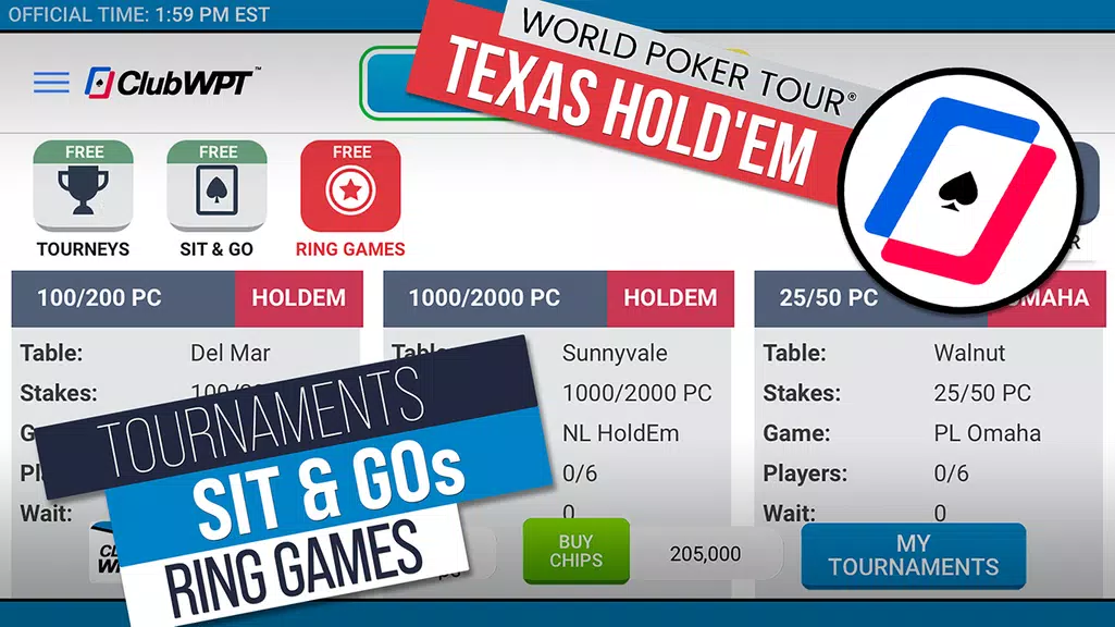Schermata ClubWPT: Free Poker, Casino 1
