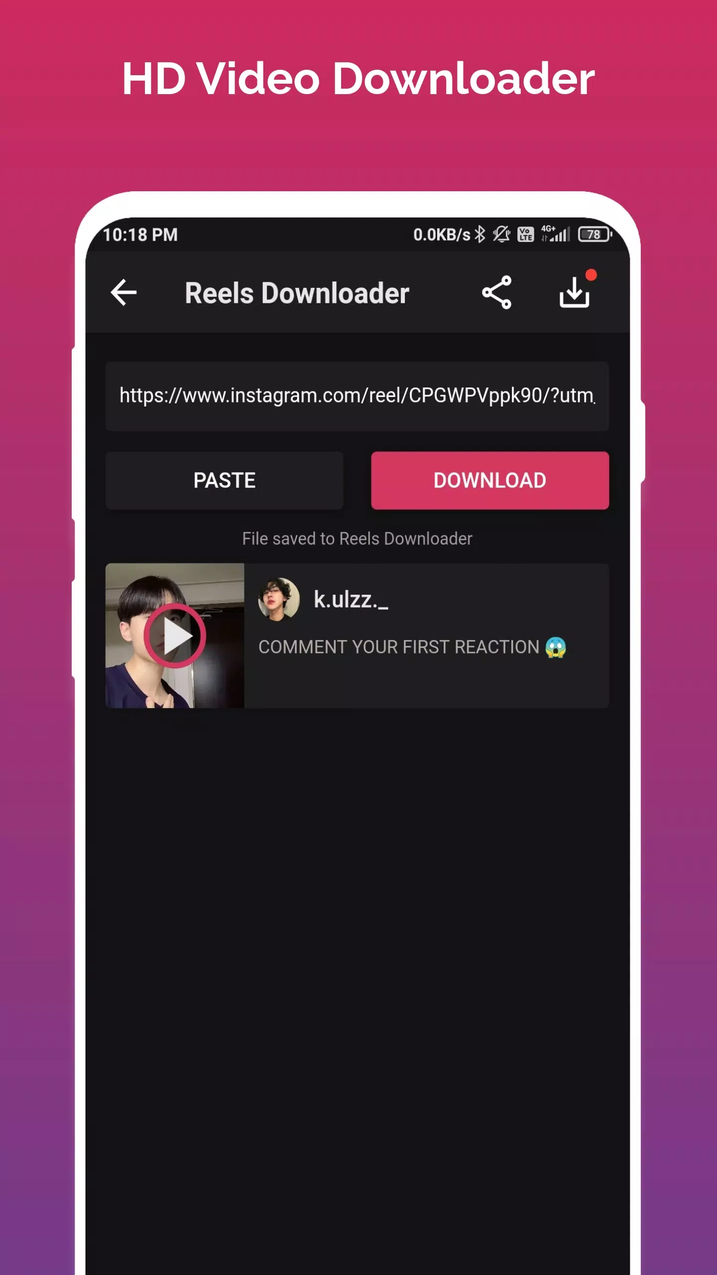 Reels Video Downloader स्क्रीनशॉट 0