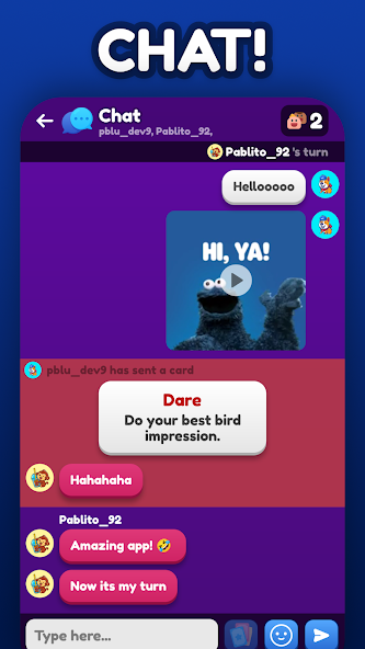 Verdad o Reto 2 Desafíos Chat Captura de pantalla 0