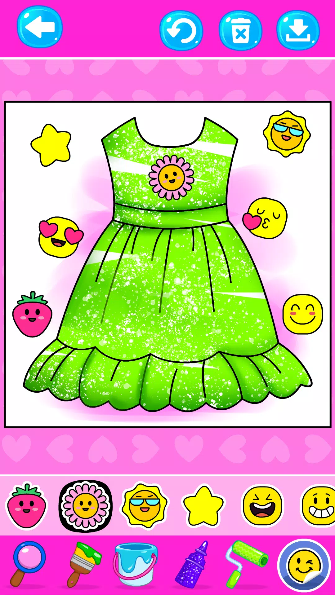 Girls Glitter Dress Coloring Ảnh chụp màn hình 3