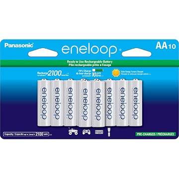 10-PASS Panasonic eneloop AA အားပြန်လည်သွင်းနိုင်သည့်ဘက်ထရီများ