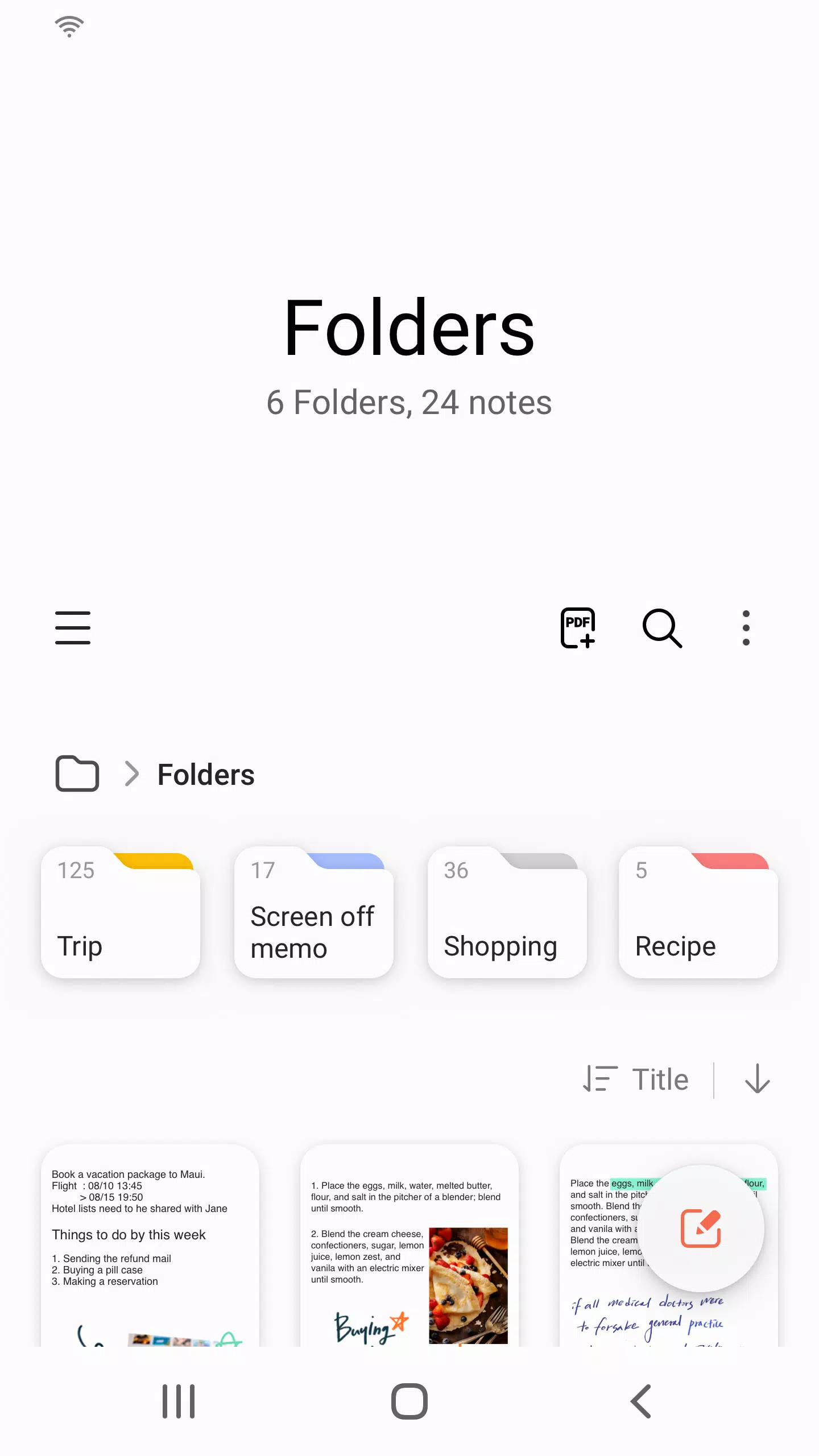 Samsung Notes ဖန်သားပြင်ဓာတ်ပုံ 0