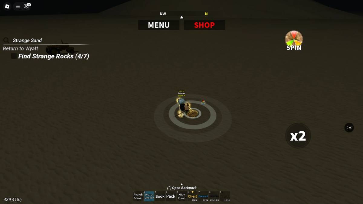 A Player getting a Rare Exclamation while using Pharoh Detector