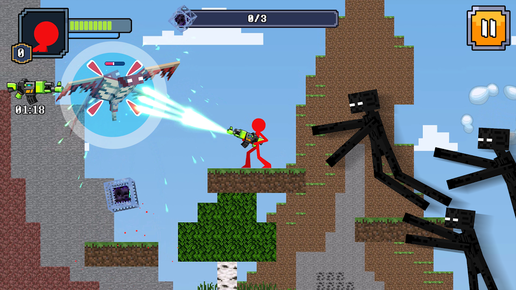 Red Stickman in Craft World Mod Schermafbeelding 0