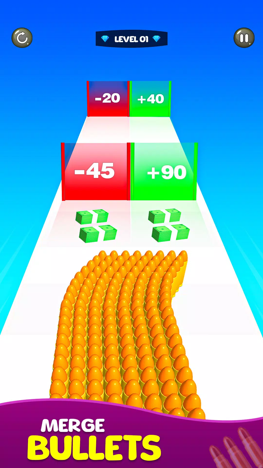 Merge Bullet Army Game Run 3D Schermafbeelding 0