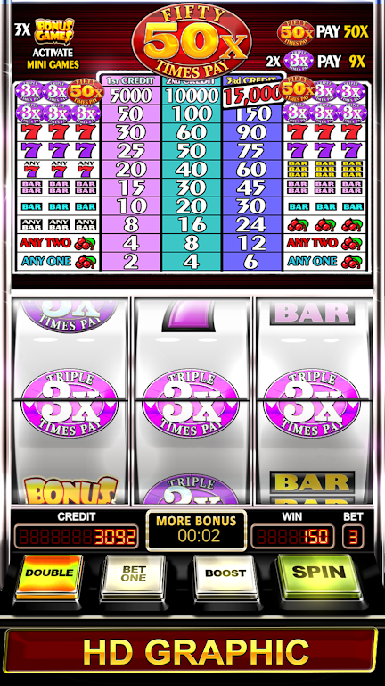 Schermata Triple Fifty Times Pay - Free Vegas Style Slots 2