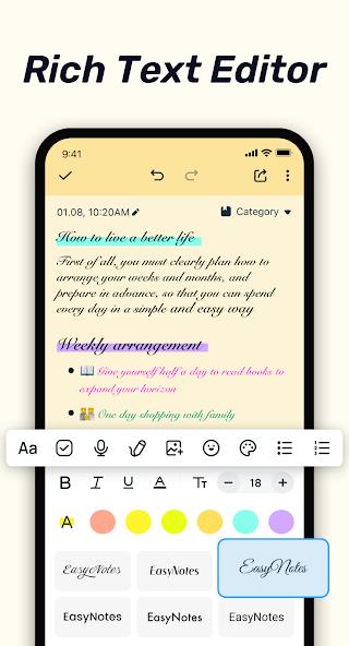 Easy Notes - Notebook, Notepad Mod Zrzut ekranu 2