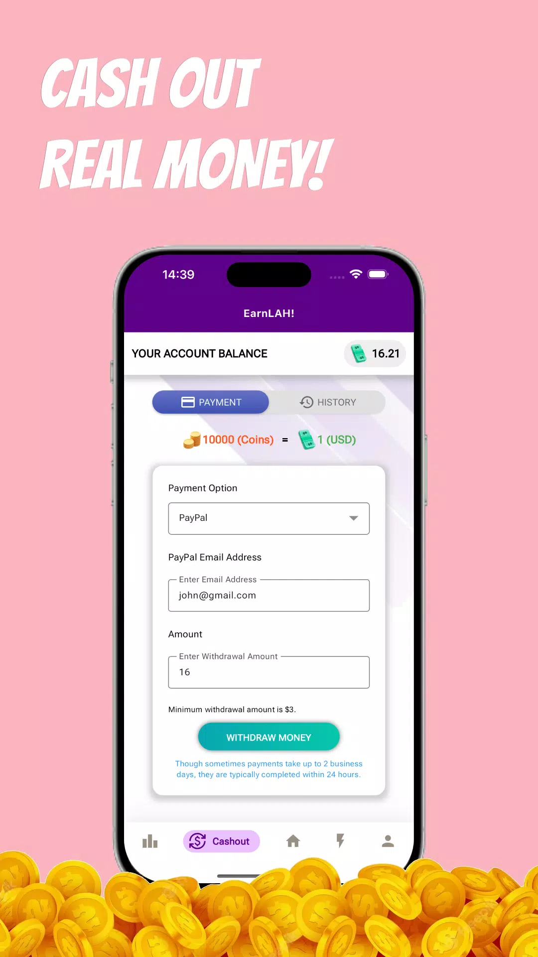 Earn Money with EarnLAH! Screenshot 1